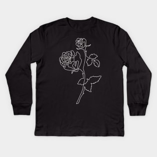 Roses Minimalist Art Minimal One Line Drawing Rose Flowers Kids Long Sleeve T-Shirt